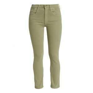 Mother Denim The Stash Mid Rise Dazzler Ankle Jeans In OIG Oil Green Size 29